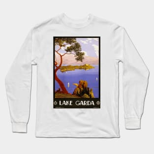 Lake Garda, Italy Vintage Travel Poster Design Long Sleeve T-Shirt